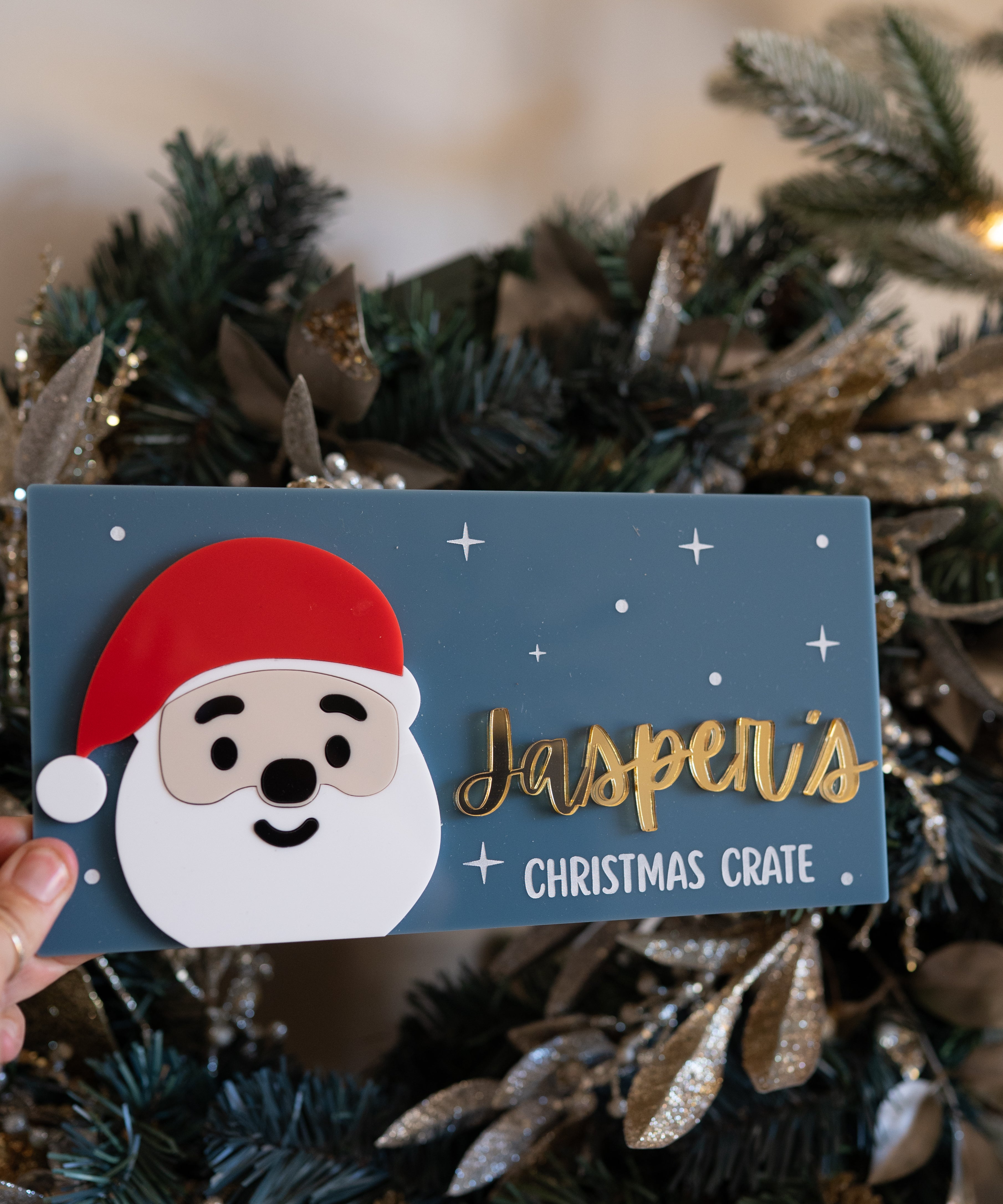 Santa Christmas Crate Plaque