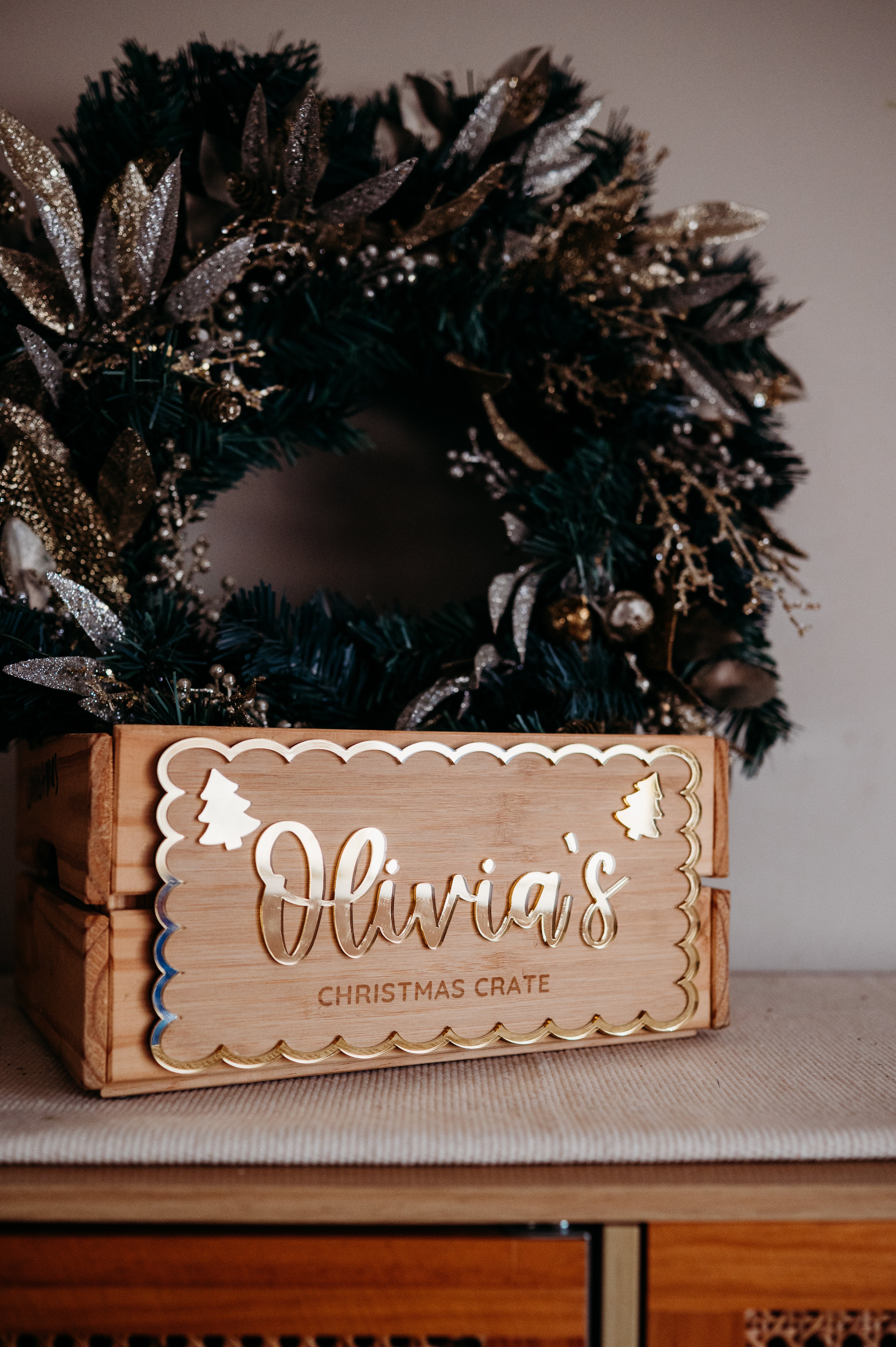 Christmas Crate Plaque - Christmas Trees