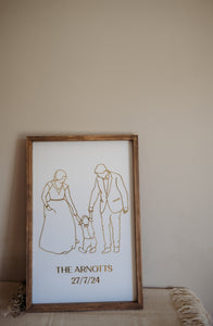 Large Family Portrait Line Art Keepsake Frame