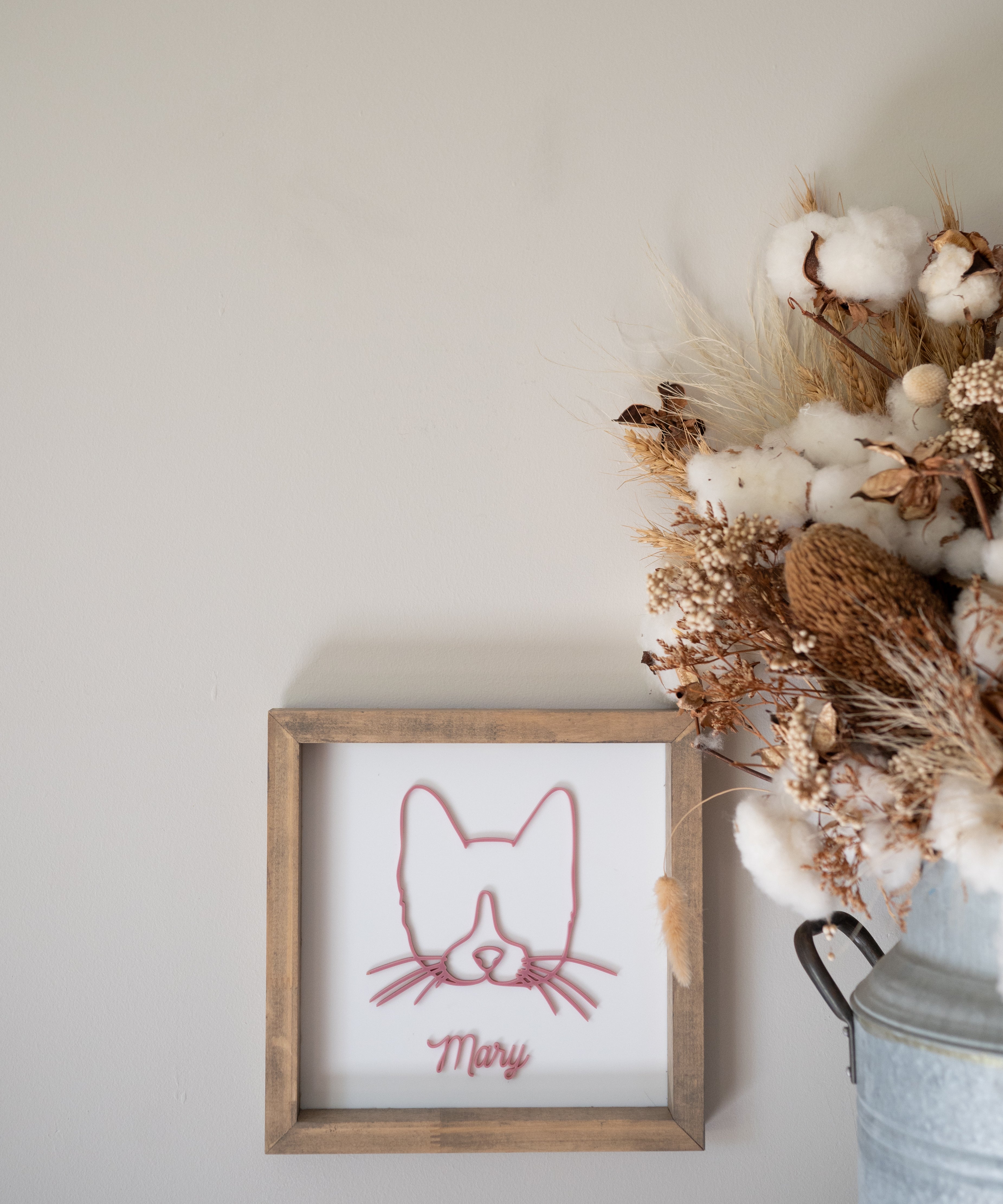 Cat Line Art Keepsake Frame