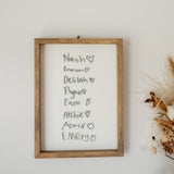 Name's - Keepsake Frame