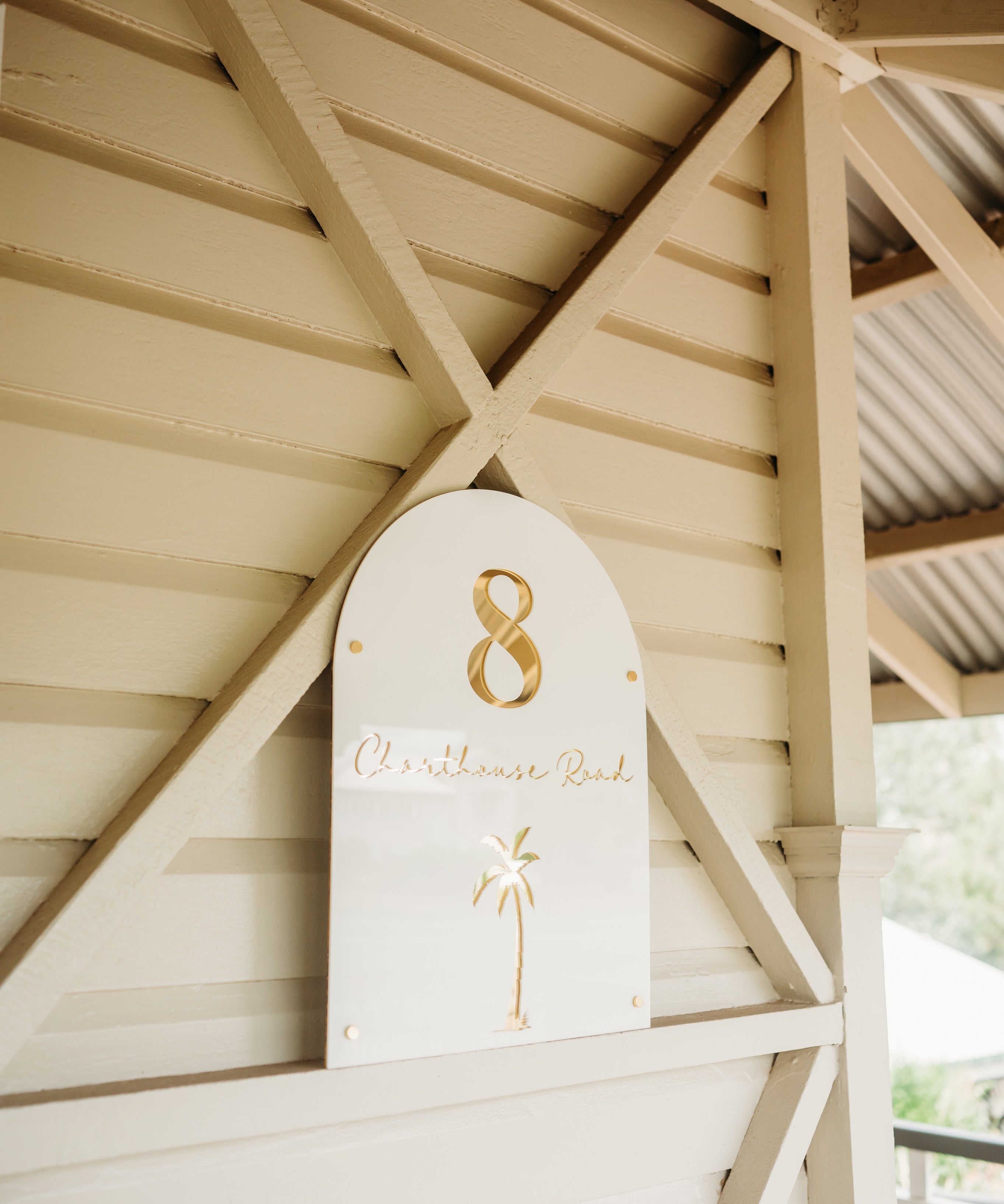 Palm Tree Arch - Outdoor House Sign